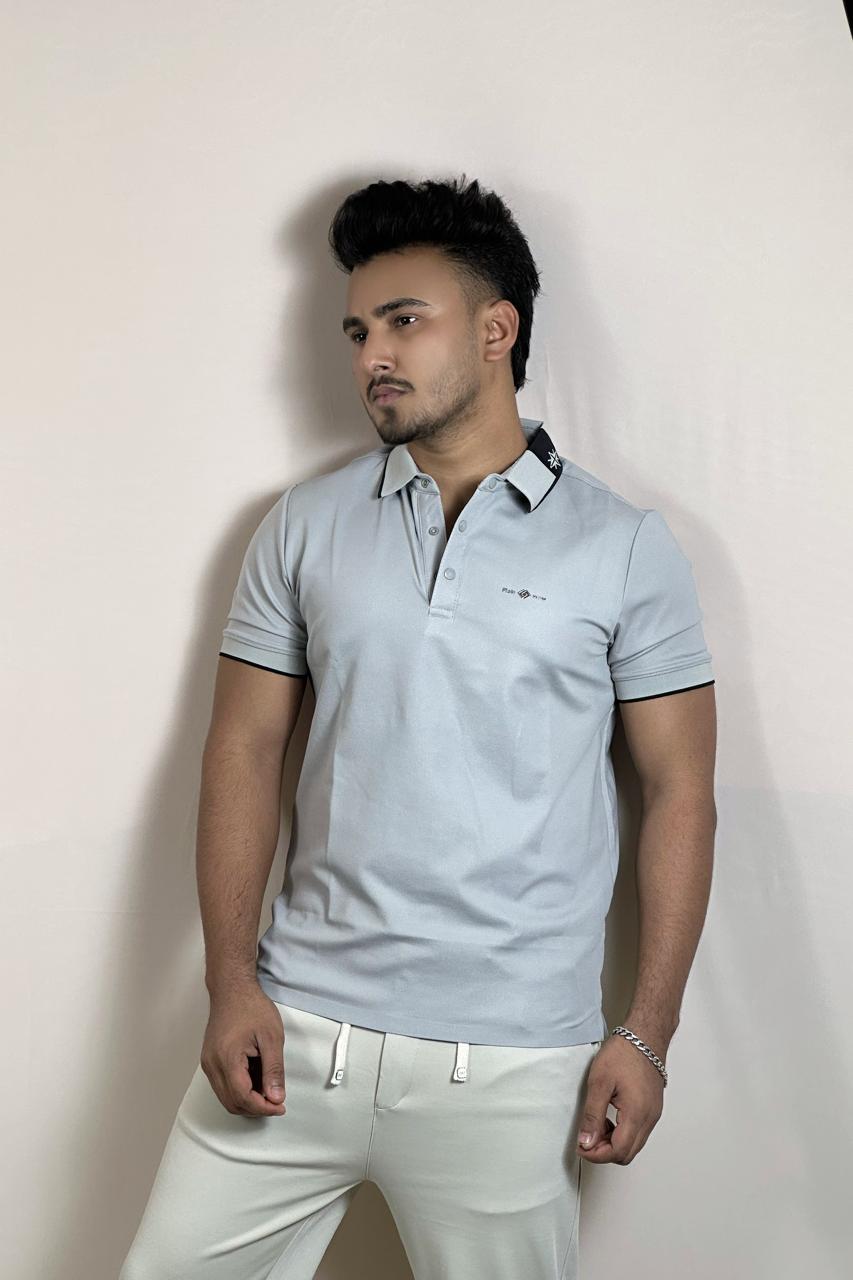 সিলভার কালার পোলো টি-শার্ট-RAW